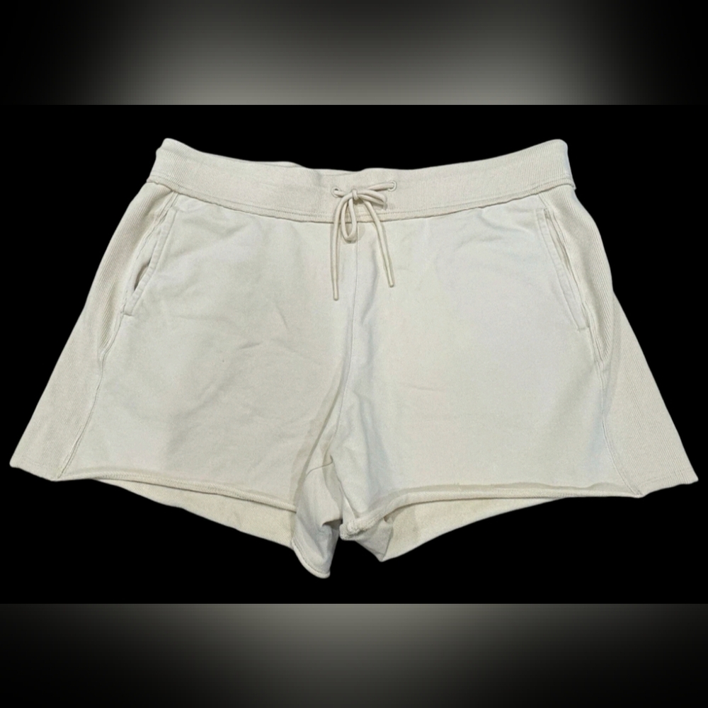 JoyLab Women's Cream Colored French Terry Drawstring Shorts